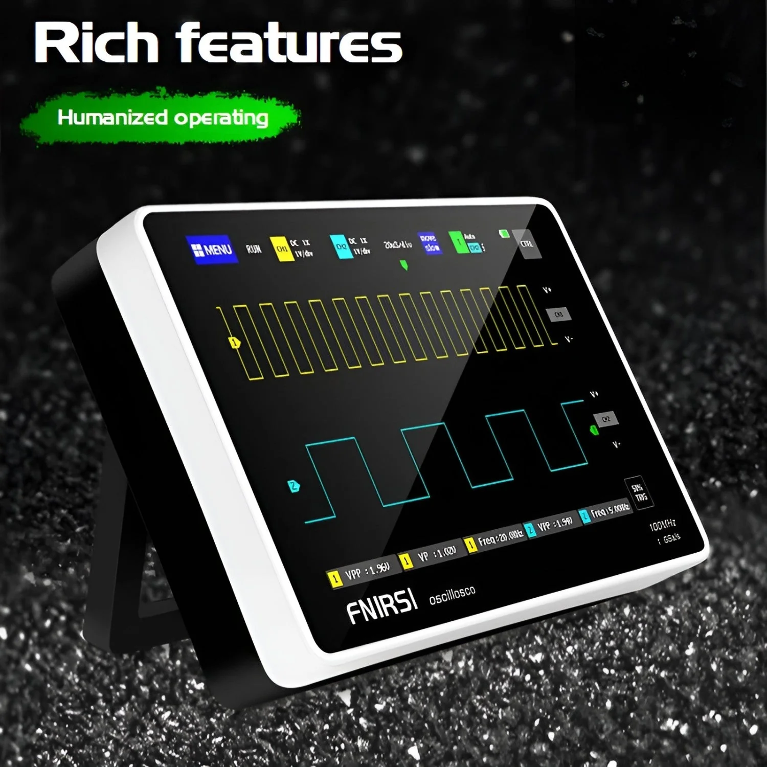 FNIRSI® 1013D Tablet Dual Channel 100MHz 1GS/s Touchable Panel Oscilloscope - Image 6
