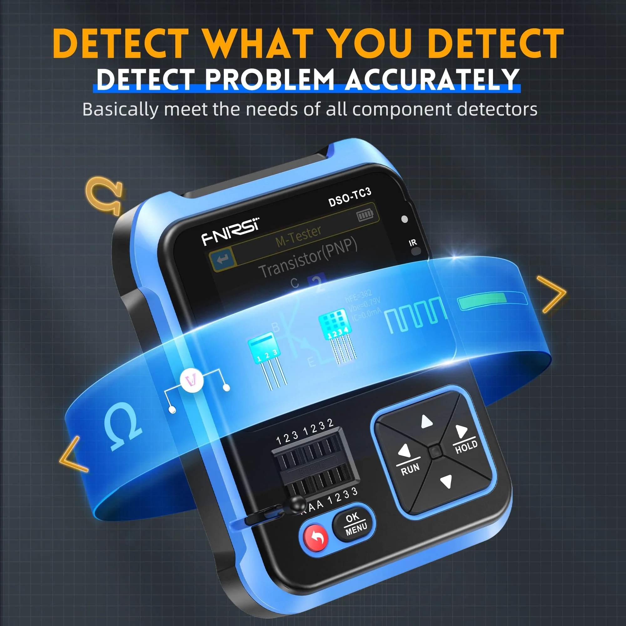 FNIRSI® DSO-TC3 3-IN-1 Handheld 500KHz 10MS/s Digital Oscilloscopes Signal Generator Transistor Tester - Image 4
